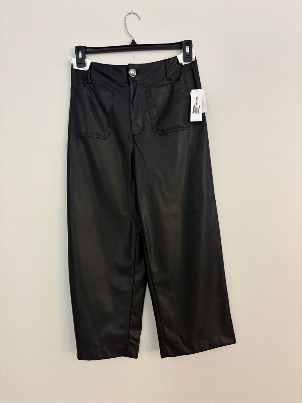 BlackDKNY  Faux Leather Wide-Leg Pants